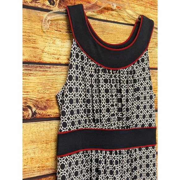 NEW En Focus Studio Womens Sleeveless Dress Size 10 Navy Red Geometric - Picture 3 of 4
